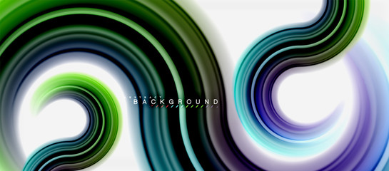 Rainbow fluid color line abstract background - swirl and circles, twisted liquid colours design, colorful marble or plastic wavy texture backdrop, multicolored template for business or technology