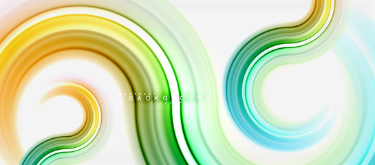 Rainbow fluid color line abstract background - swirl and circles, twisted liquid colours design, colorful marble or plastic wavy texture backdrop, multicolored template for business or technology