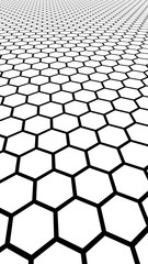 Black honeycomb on a white background. Perspective view on polygon look like honeycomb. Isometric geometry. Vertical image orientation. 3D illustration