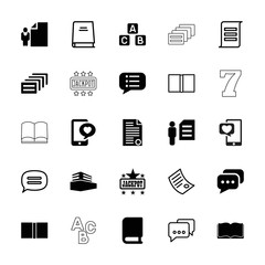 Collection of 25 text filled and outline icons