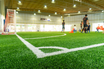 Corner Line of an indoor football soccer training field