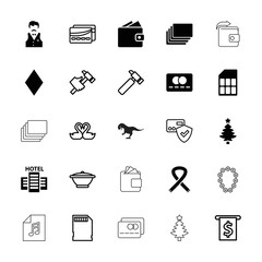Collection of 25 card filled and outline icons