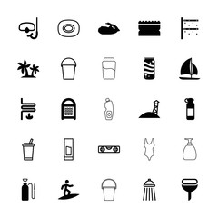 Collection of 25 water filled and outline icons