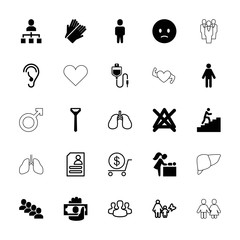 Collection of 25 human filled and outline icons