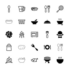 Collection of 25 cooking filled and outline icons