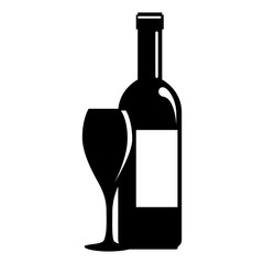 wine bottle silhouette with cup vector illustration design
