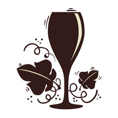 wine cup with leafs frame vector illustration design