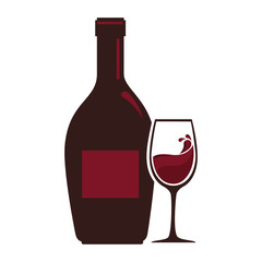 wine bottle silhouette with cup vector illustration design