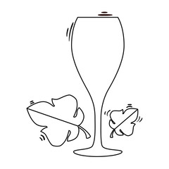 wine cup with leafs frame vector illustration design