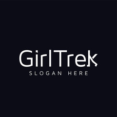 Girl trek Logo Text template. logo vector element