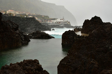 Porto moniz, Madeira, Portugal - february 25 2018 : natural pool