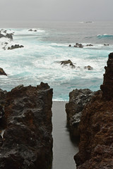 Porto moniz, Madeira, Portugal - february 25 2018 : natural pool