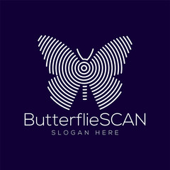 butterflies Scan Technology Logo vector Element. Animal Technology Logo Template