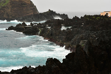 Porto moniz, Madeira, Portugal - february 25 2018 : natural pool