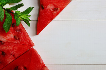 watermelon on wood. summer concept top view
