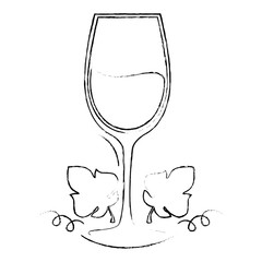 wine cup with leafs frame vector illustration design