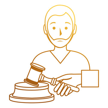 justice hammer with prisoner character vector illustration design