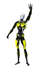 3D Rendering Male Robot on White