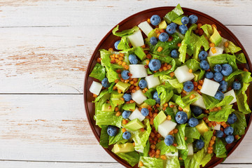 Mexican Salad with Blueberries on a plate