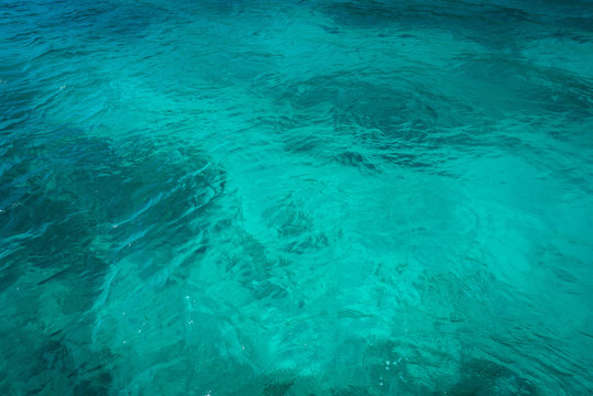Closeup sea water surface, Blue water surface in swimming pool
