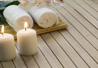 Aromatherapy SPA set over wooden background