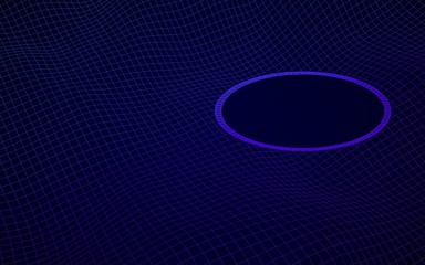 Abstract landscape on a blue background. Cyberspace grid. Hi-tech network, technology. 3D illustration. Mockup