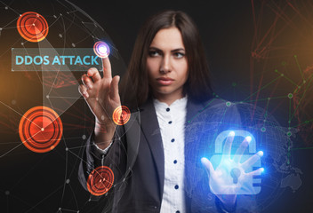 The concept of business, technology, the Internet and the network. A young entrepreneur working on...