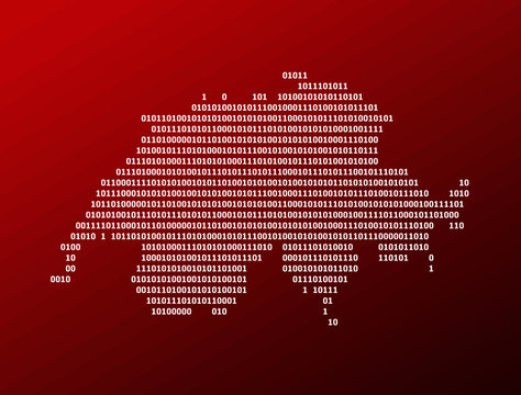 Switzerland white map with binary code on red background vector