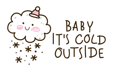 Cute little cloud with snow