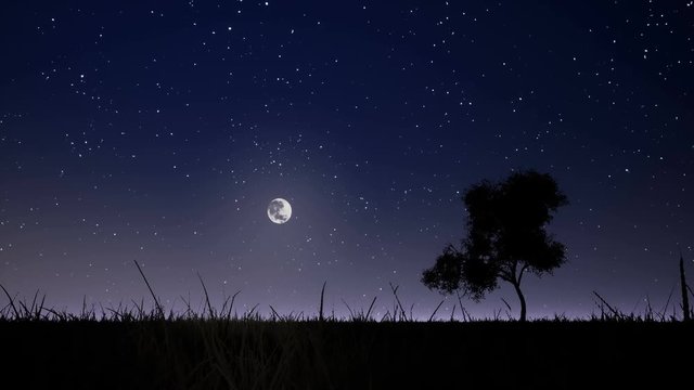 Moonrise on the background of the night sky