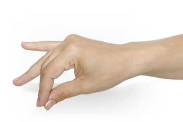 gesture, hand on white background