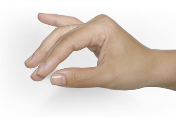 gesture, hand on white background