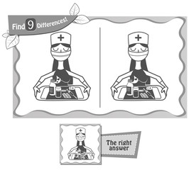 Obraz premium find 9 differences game black doctor