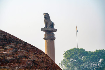 Ashoka pillar at Kutagarasala Vihara, Vaishali, Bihar, India.