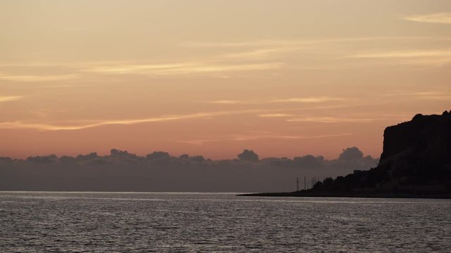 Sky after sunset over sea water surface, Greece Peloponnese