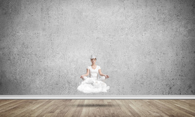 Young woman keeping mind conscious.