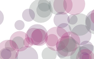 Multicolored translucent circles on a white background. Pink tones. 3D illustration