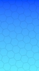 Translucent honeycomb on a gradient blue sky background. Perspective view on polygon look like honeycomb. Isometric geometry. Vertical image orientation. 3D illustration