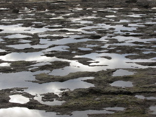 Rocks lunar landscape sea . Tuscany, Italy