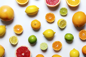 Citrus fuits, grapefruit, lemon, lime, orange background