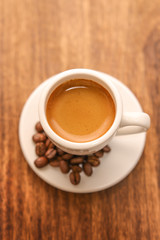coffee espresso isolated on wooden table
