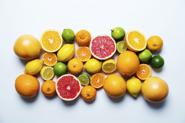 Citrus fuits, grapefruit, lemon, lime, orange background