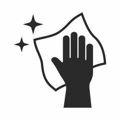 Hand holding a cloth wiping a surface icon