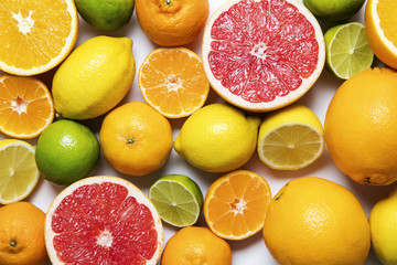 Citrus fuits, grapefruit, lemon, lime, orange background