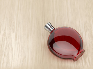 Liqueur bottle on wood background