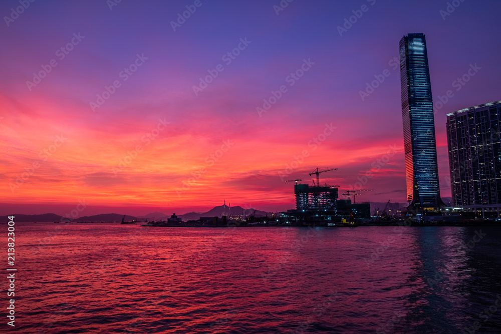 Sticker Twilight of Victoria Harbor of Hong Kong