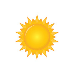 sun vector icon, simple design yellow color isolated white background