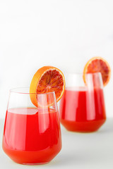 red orange juice on white background