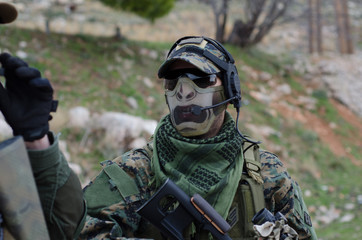 Fototapeta premium Tactical Headsets sniper airsoft