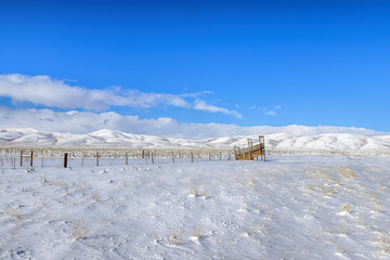 Cattle Corral in Nevada After a Snow Storm